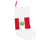JEJEA Bas de Noël avec imprimé drapeau du Pérou, chaussettes de Noël personnalisées, chaussettes à suspendre pour cheminée, cadeau de fête de Noël
