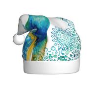 JEJEA Beaux chapeaux de Père Noël avec imprimé paon et floral Gorros de Navidad pour adultes, chapeaux de Père Noël pour drôles, chapeaux de Noël fantaisie, pour fête de Noël