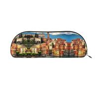 JEJEA Belle trousse à crayons en cuir imprimé Italie avec fermeture éclair, trousse à crayons, trousse à crayons, trousse de maquillage, doré, Taille unique, Trousse de toilette