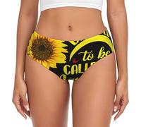 JEJEA Blessed To Be Called Nana Sunflower Print Slip pour femme, sous-vêtements taille haute, culotte à couverture complète pour femme, sous-vêtements extensibles, Noir , XS