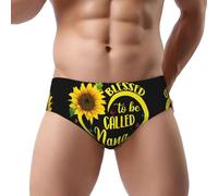 JEJEA Blessed To Be Called Nana Sunflower Print Sous-vêtements pour homme Taille S à 3XL Slip anti-humidité Taille M, Noir , M