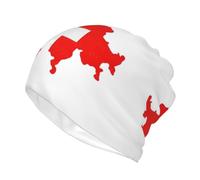 JEJEA Bonnet souple avec imprimé carte du drapeau suisse pour homme et femme - Bonnet chaud doux et coupe-vent - Casquette chimio extensible, Noir , S
