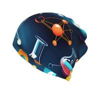 JEJEA Bonnet souple imprimé science chimie abstrait pour homme et femme - Bonnet chaud doux et coupe-vent - Casquette chimio extensible, Noir , S