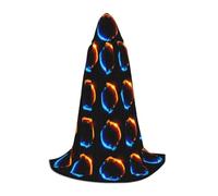 JEJEA Cape à capuche avec imprimé dragons de feu et de glace pour Halloween, cosplay, fête de Noël, robe de magicien médiévale et Renaissance