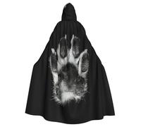 JEJEA Cape à capuche avec imprimé empreintes de pattes de sorcière pour adulte, cape de fête d'Halloween pour costume de sorcière, vampire, cosplay