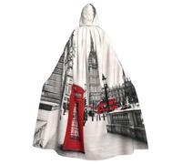 JEJEA Cape à capuche rouge pour adulte Motif Londres Street Print Witch Wizard
