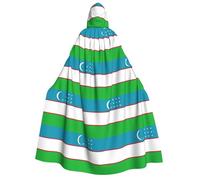 JEJEA Cape à capuche unisexe avec drapeau de la République d'Ouzbékistan pour Halloween, cosplay, fête de Noël, tenues sorcières