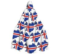 JEJEA Cape à capuche unisexe avec drapeau de l'Islande pour cosplay, fête de Noël, tenues de sorcière