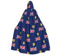 JEJEA Cape à capuche unisexe avec drapeau des îles Turques et Caïques pour Halloween, cosplay, fête de Noël, tenues sorcières