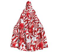 JEJEA Cape à capuche unisexe avec imprimé canne à sucre d'orge pour cosplay, fête de Noël, tenues de sorcière