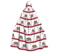 JEJEA Cape à capuche unisexe avec imprimé drapeau de l'État de Californie pour cosplay, fête de Noël, tenues de sorcière