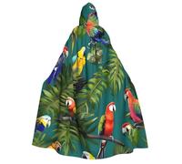 JEJEA Cape à capuche unisexe avec imprimé plantes tropicales et perroquets pour cosplay, fête de Noël, tenues sorcières