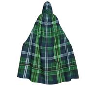 JEJEA Cape à capuche unisexe avec imprimé tartan écossais bleu pour cosplay, fête de Noël, tenues sorcières