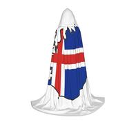 JEJEA Cape de magicien à capuche avec drapeau de l'Islande pour Halloween, cosplay, fête de Noël, cape d'Halloween, Renaissance médiévale