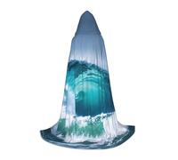 JEJEA Cape de magicien à capuche avec imprimé vagues de l'océan pour Halloween, cosplay, fête de Noël