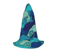 JEJEA Cape de magicien à capuche avec imprimé vagues de l'océan pour Halloween, cosplay, fête de Noël