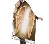 JEJEA Châle à franges en faux cachemire imprimé ailes d'ange - Écharpe d'hiver chaude pour femme, douce et confortable pour temps froid