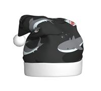 JEJEA Chapeau de Père Noël amusant avec imprimé requin Gorros de Navidad pour adultes, pour fête de Noël