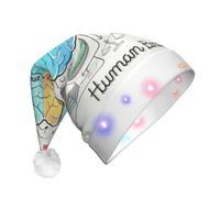 JEJEA Chapeau de Père Noël imprimé cerveau humain adulte LED, chapeau de Noël avec lumières pour femmes et hommes, fournitures de fête du Nouvel An