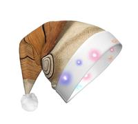 JEJEA Chapeau de Père Noël imprimé sur le thème de la plage de l'océan, chapeau de Noël avec lumières pour femmes et hommes, fournitures de fête du Nouvel An