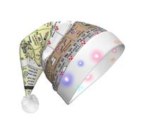 JEJEA Chapeau de Père Noël imprimé tableau périodique des éléments, chapeau de Noël avec lumières pour femmes et hommes, fournitures de fête du Nouvel An