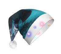 JEJEA Chapeau de Père Noël indien imprimé lamantins pour adultes, chapeau de Noël avec lumières pour femmes et hommes, fournitures de fête du Nouvel An