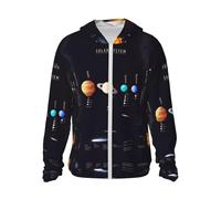 JEJEA Chemise de protection solaire à manches longues et fermeture éclair avec poches Motif Jupiter Saturne, Noir , 3XL