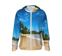 JEJEA Chemise de protection solaire à manches longues et fermeture éclair avec poches Motif vague de ciel clair, Noir , M
