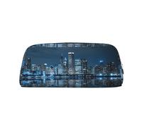 JEJEA Chicago Trousse à crayons en cuir avec imprimé réfléchissant, grande capacité, trousse de papeterie, trousse de maquillage polyvalente, Argenté., Taille unique, Trousse de toilette