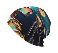 JEJEA Cool Drums Ensemble bonnet tricoté chaud en tricot avec double couche pour homme et femme Noir