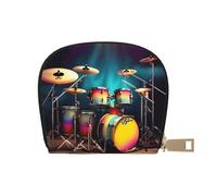 JEJEA Cool Drums Ensemble de cartes de crédit avec fermeture éclair, porte-cartes en cuir, blanc, Taille unique