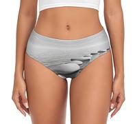 JEJEA Culotte pour femme avec impression d'images et pierres zen, sous-vêtements taille haute, culotte à couverture complète pour femme, sous-vêtements extensibles, Noir , M