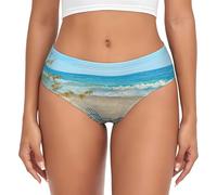 JEJEA Culotte pour femme avec imprimé scène de plage avec chaises, sous-vêtements taille haute, culotte à couverture complète pour femme, sous-vêtements extensibles, Noir , XL