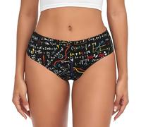 JEJEA Culotte pour femme imprimée de formule mathématique, sous-vêtements taille haute, culotte à couverture complète pour femme, sous-vêtements extensibles, Noir , XL