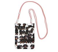 JEJEA Dachshund Weiner Sac à bandoulière pour téléphone portable à bandoulière pour homme et femme avec sangle réglable, pour voyage, shopping, rose, Taille unique