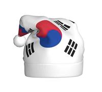 JEJEA Drapeau de la République de Corée imprimé Gorros de Navidad Para Adultos, Chapeaux de Père Noël pour drôles, chapeaux de Noël fantaisie, pour fête de Noël