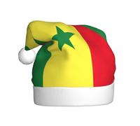 JEJEA Drapeau du Sénégal imprimé Gorros de Navidad Para Adultos, Chapeaux de Père Noël pour drôles, chapeaux de Noël fantaisie, pour fête de Noël