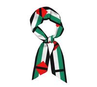 JEJEA Écharpe de cou soyeuse imprimée drapeau de Palestine, foulard tendance en satin soyeux pour femme, écharpes légères et gracieuses en soie, Noir , taille unique