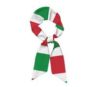JEJEA Écharpe de cou soyeuse imprimée drapeau italien, foulard tendance en satin soyeux pour femme, écharpes légères et gracieuses en soie, Noir , taille unique