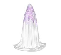 JEJEA Encadrement de fleurs lilas en fleur imprimé Halloween, cosplay, fête de Noël, robe de magicien, cape d'Halloween, cape médiévale de la Renaissance