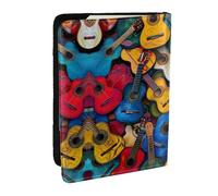 JEJEA Étui de voyage pour cartes de crédit, passeport, passeport et cartes de crédit avec impression couleur acoustique et guitares, Noir , Taille unique
