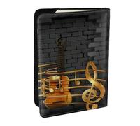 JEJEA Étui de voyage pour cartes de crédit, passeport, passeport, étui pour voyage, imprimé guitare, Noir , Taille unique