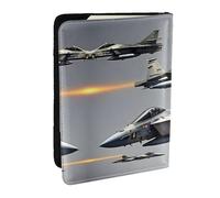 JEJEA Étui de voyage pour cartes de crédit, passeport, passeport, portefeuille, imprimé avions de combat, avion, Noir , Taille unique