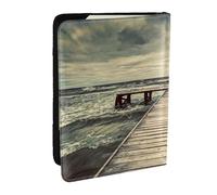 JEJEA Étui de voyage pour passeport, passeport, passeport, carte de crédit imprimé littoral, Noir , Taille unique