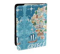 JEJEA Étui pour passeport, passeport, carte de crédit, carte de la Grèce, Noir , Taille unique