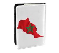 JEJEA Étui pour passeport, passeport, carte du Maroc avec imprimé carte de crédit, portefeuille pour les voyages, Noir , Taille unique