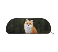 JEJEA Funny Fox Trousse à crayons en cuir avec fermeture éclair Motif renard, Doré, One Size, Trousse de toilette