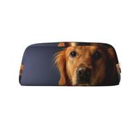 JEJEA Golden retriever1 Trousse à crayons en cuir avec imprimé Grande capacité Trousse à crayons Papeterie Trousse de maquillage polyvalente, Argenté., Taille unique, Trousse de toilette