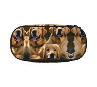 JEJEA Golden Retrievers Trousse à crayons grande capacité avec imprimé Grande capacité, Noir , Taille unique, Organiseur de sac