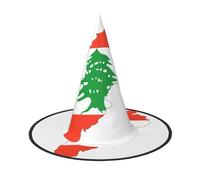JEJEA Grand chapeau de sorcière avec drapeau du Liban imprimé carte pour femme, chapeau de sorcière, chapeau de sorcière, accessoire de fête d'Halloween Cosplay